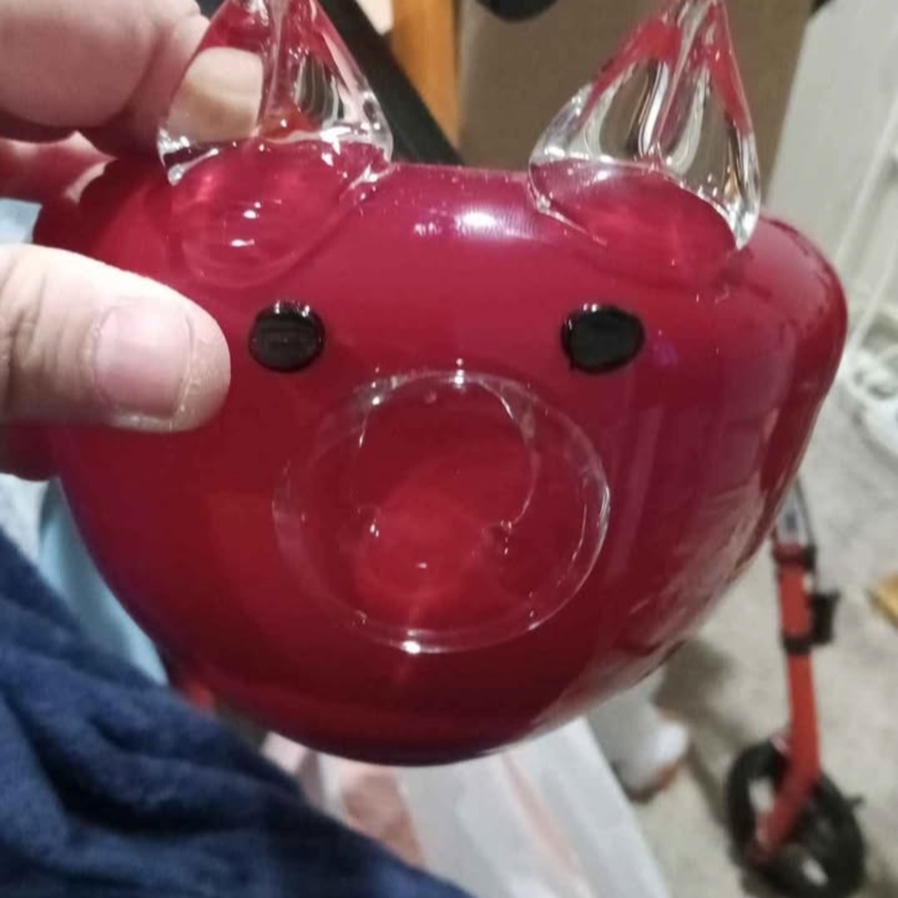 Red Glass Piggy Bank